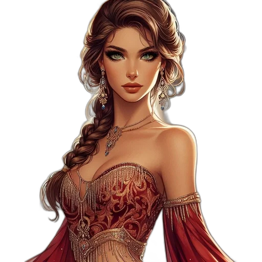 dress, jewelry, fantasy art, concept art transparent PNG cut-out