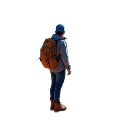 jacket, hat, staff, robot transparent PNG cut-out