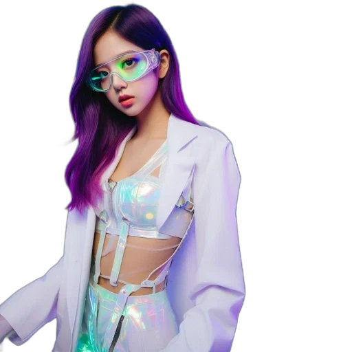 jacket, vaporwave, neon lights, pastel transparent PNG cut-out
