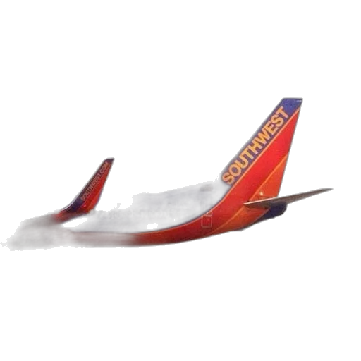 3d render, photorealistic, southwest, airlines transparent PNG cut-out
