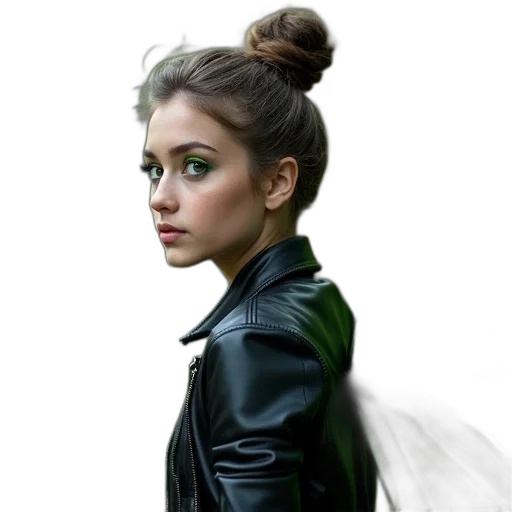 jacket, face, hair, dress transparent PNG cut-out