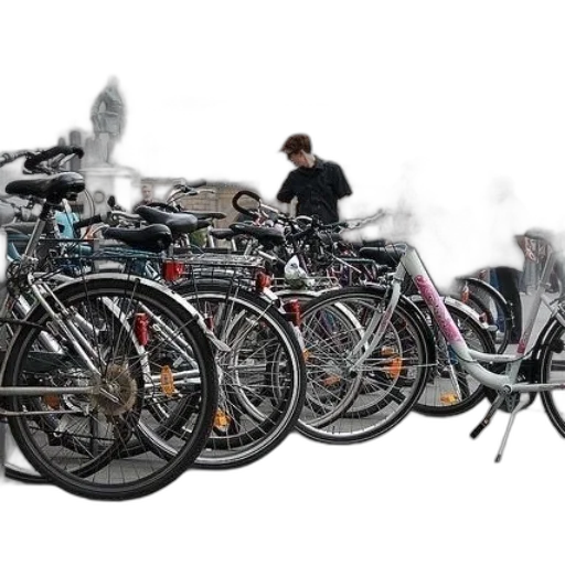 bicycles, parked, front, building transparent PNG cut-out