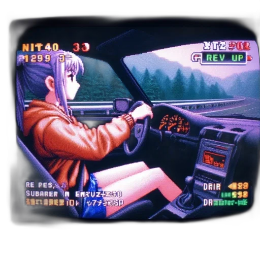 car, vaporwave, pixel art, concept art transparent PNG cut-out