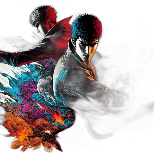concept art, comic book art, red, colorful transparent PNG cut-out