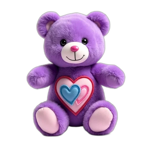 3d render, purple, teddy, bear transparent PNG cut-out