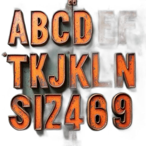 3d render, retro, alphabet, numbers transparent PNG cut-out