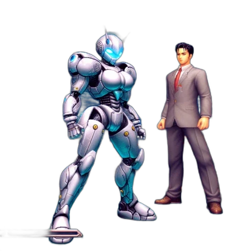 robot, concept art, 3d render, pixel art transparent PNG cut-out
