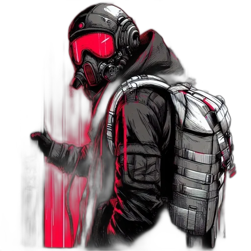 jacket, mask, weapon, concept art transparent PNG cut-out