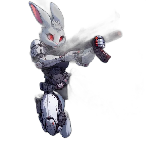robot, weapon, concept art, 3d render transparent PNG cut-out