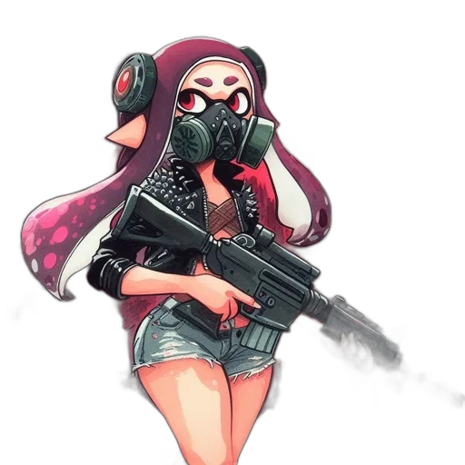 weapon, mask, jacket, concept art transparent PNG cut-out