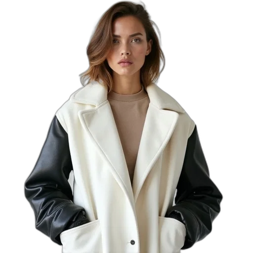jacket, monochrome, earth tones, model transparent PNG cut-out