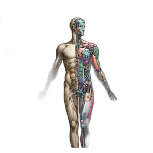 robot, concept art, 3d render, humanoid transparent PNG cut-out