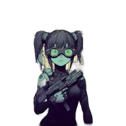 weapon, mask, jacket, cyberpunk transparent PNG cut-out
