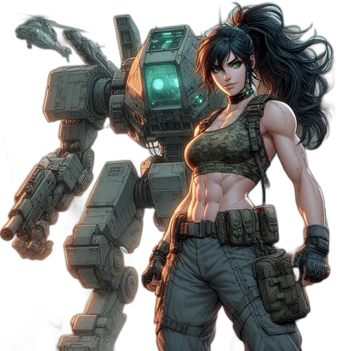 robot, weapon, concept art, cyberpunk transparent PNG cut-out