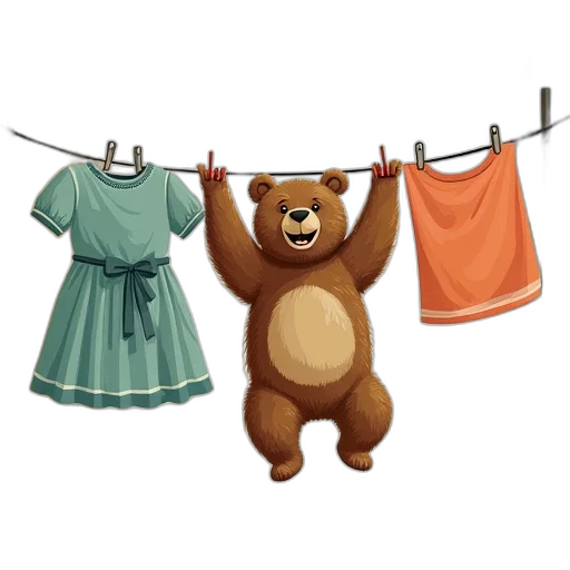 dress, concept art, 3d render, bear transparent PNG cut-out