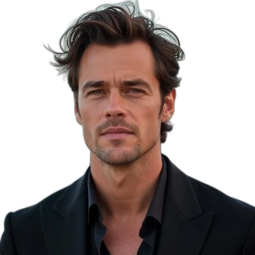 hair, face, jacket, staff transparent PNG cut-out