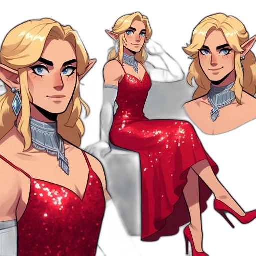 dress, concept art, comic book art, cartoon transparent PNG cut-out