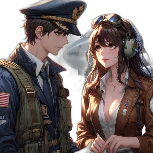 weapon, jacket, hat, anime transparent PNG cut-out