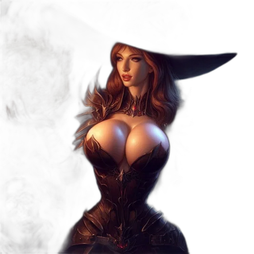 dress, hat, staff, fantasy art transparent PNG cut-out