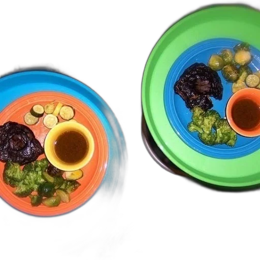 food, two, plates, broccoli transparent PNG cut-out