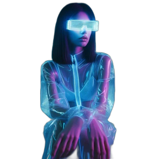 robot, jewelry, cyberpunk, vaporwave transparent PNG cut-out