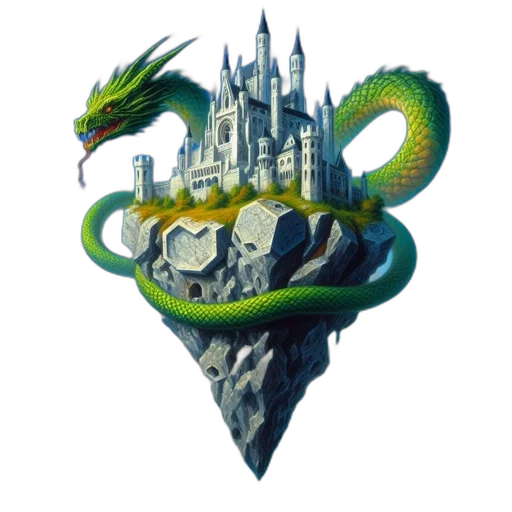 dragon, staff, sword, crown transparent PNG cut-out