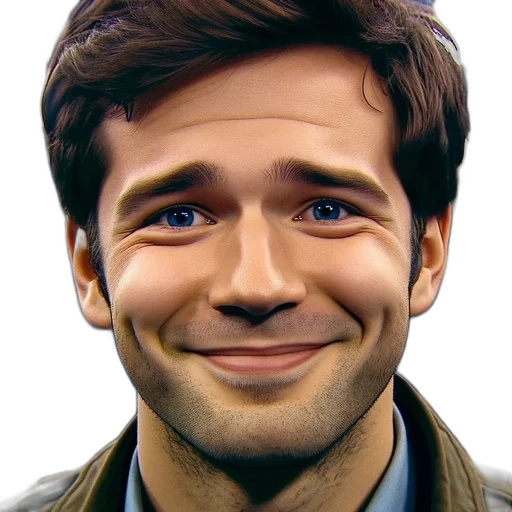 face, jacket, photorealistic, cartoon transparent PNG cut-out