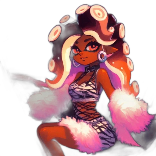 dress, hair, staff, weapon transparent PNG cut-out