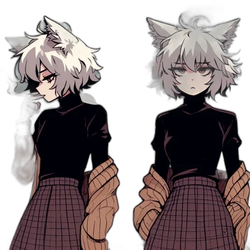 dress, creature, jacket, staff transparent PNG cut-out