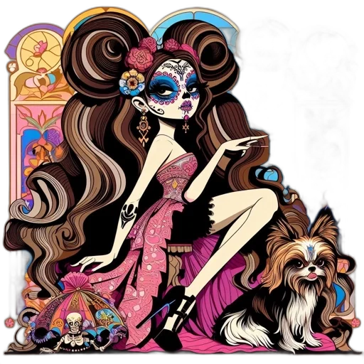 dress, hair, crown, mask transparent PNG cut-out
