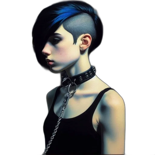 hair, face, jewelry, cyberpunk transparent PNG cut-out