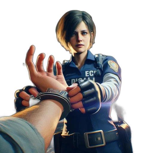 weapon, jacket, staff, face transparent PNG cut-out