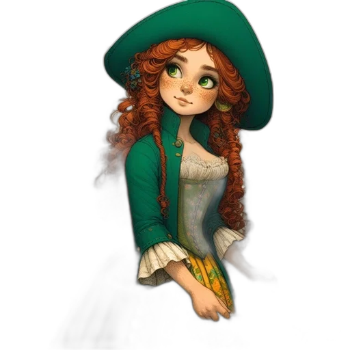 hat, dress, staff, fantasy art transparent PNG cut-out