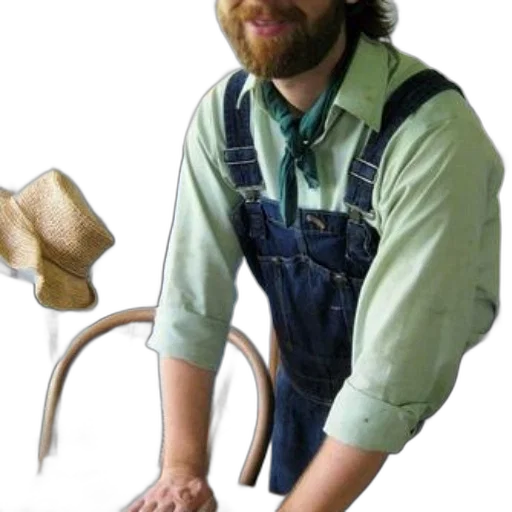staff, jacket, hair, hat transparent PNG cut-out