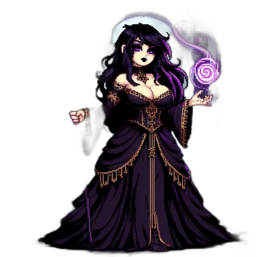 staff, dress, jewelry, pixel art transparent PNG cut-out