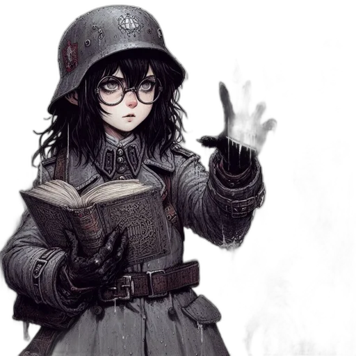 weapon, hat, staff, jacket transparent PNG cut-out