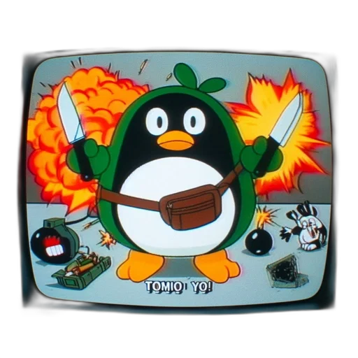 fire, stylized, cartoon, penguin transparent PNG cut-out