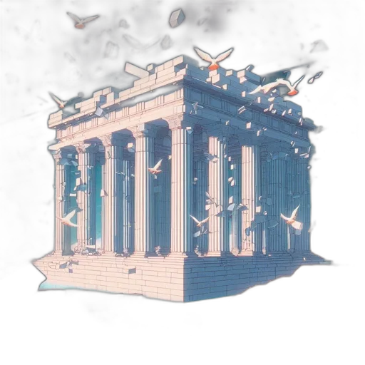 building, concept art, 3d render, pixel art transparent PNG cut-out