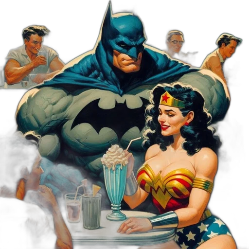 comic book art, concept art, underwater, batman transparent PNG cut-out