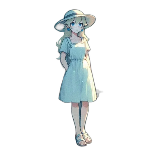 dress, hat, staff, flower transparent PNG cut-out