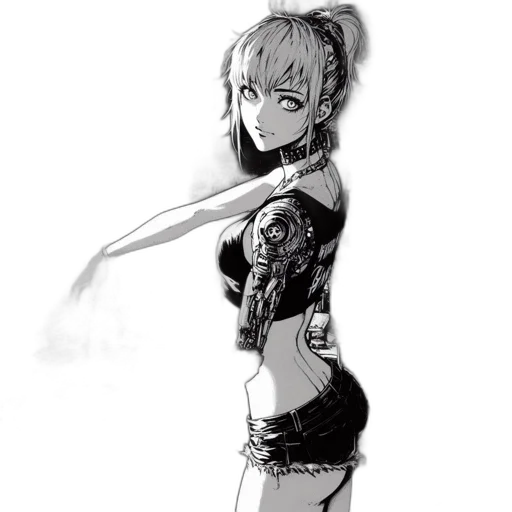 dress, robot, staff, weapon transparent PNG cut-out