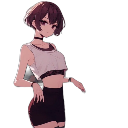 dress, jacket, creature, staff transparent PNG cut-out
