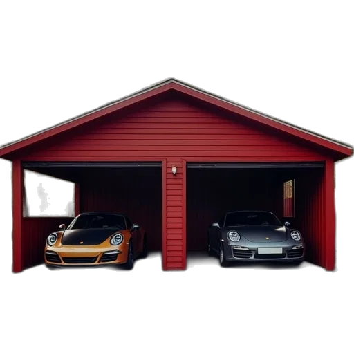 car, building, 3d render, photorealistic transparent PNG cut-out
