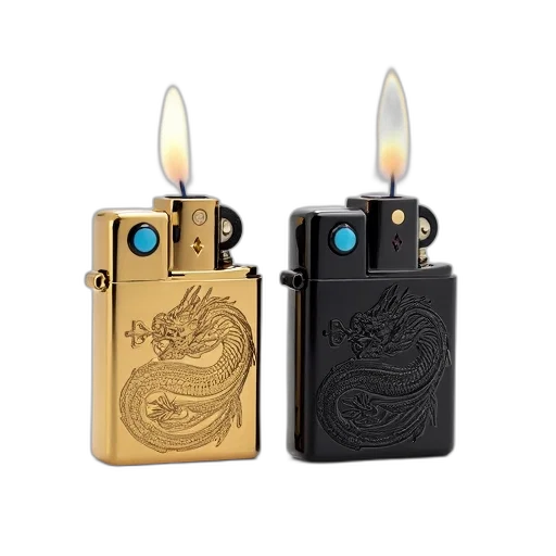 jewelry, two, lighters, displayed transparent PNG cut-out