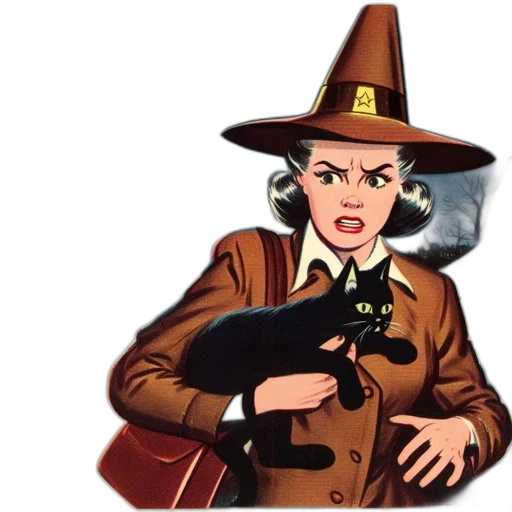 staff, hat, jacket, comic book art transparent PNG cut-out