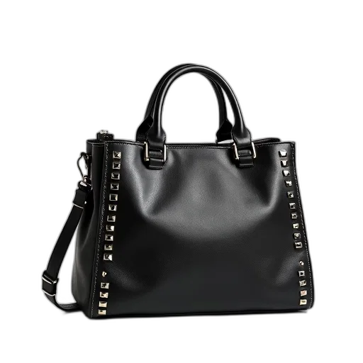 monochrome, black, leather, handbag transparent PNG cut-out