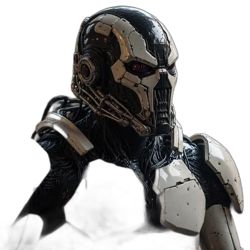 robot, mask, creature, weapon transparent PNG cut-out