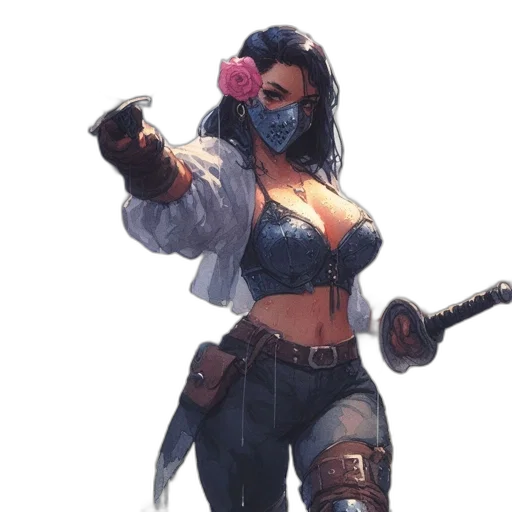 weapon, staff, jacket, mask transparent PNG cut-out