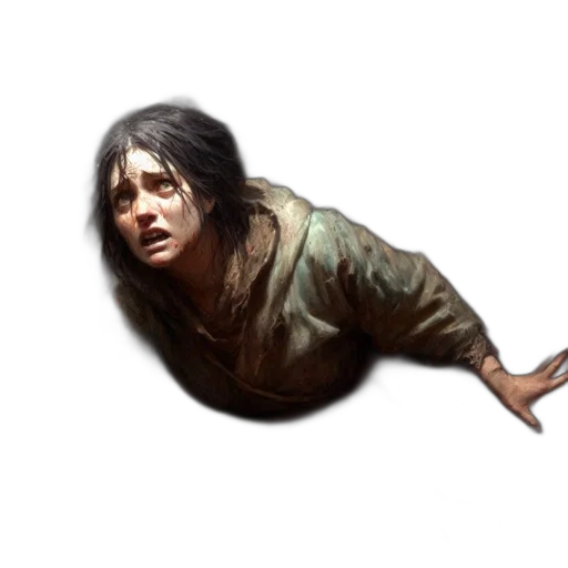 creature, jacket, face, staff transparent PNG cut-out