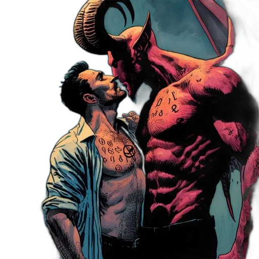 comic book art, concept art, red, two transparent PNG cut-out